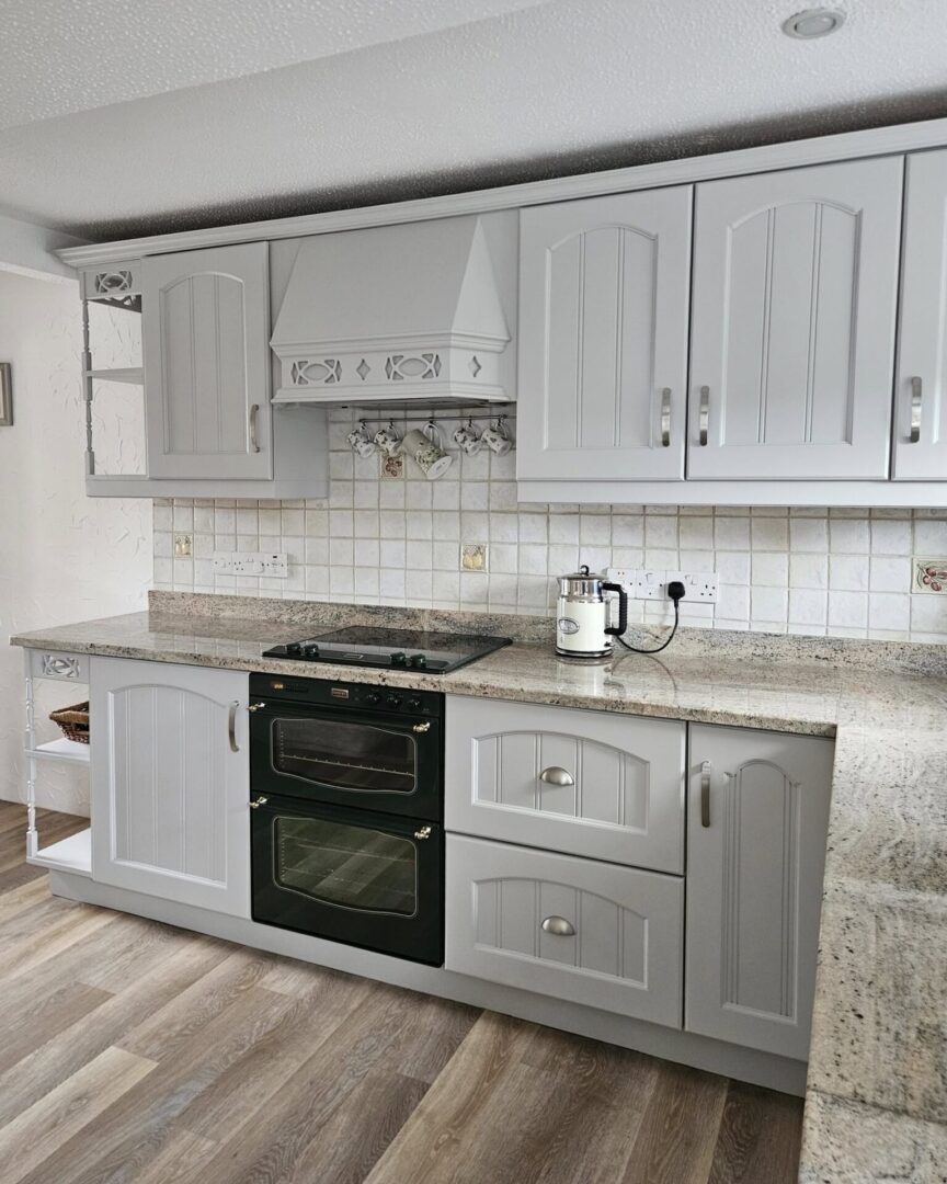 French Grey - hand painted kitchen transformation - A Twist of Somerset - commission painting - Cupboard Cabinet Makeover