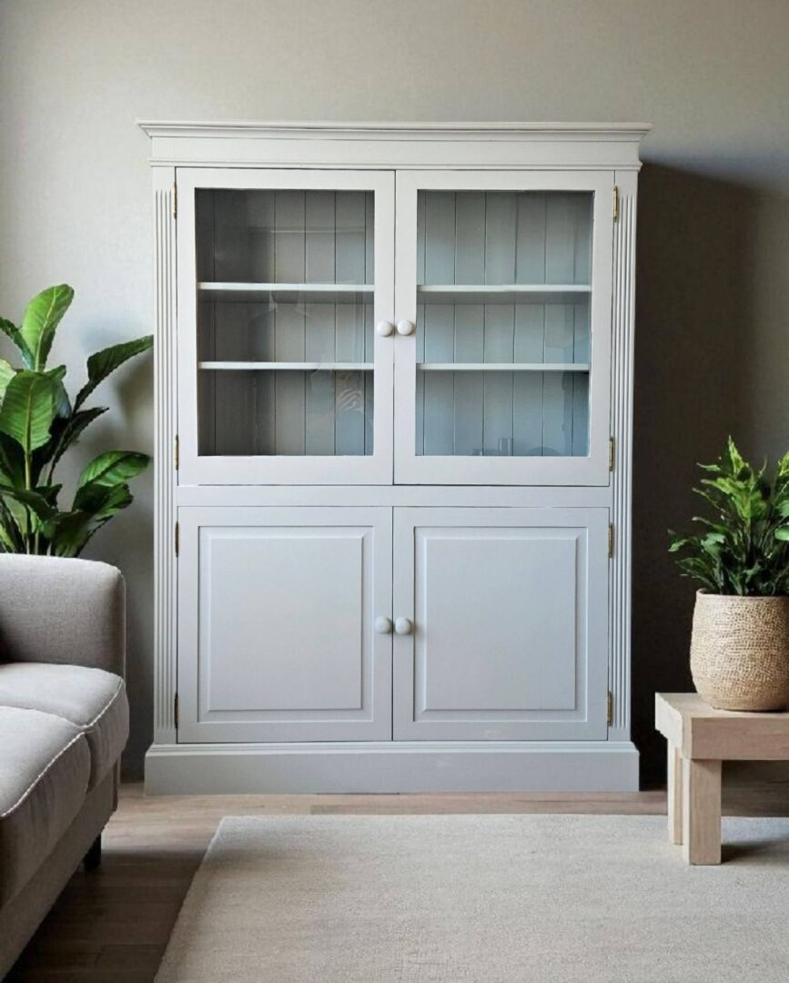 Glass fronted cabinet - Dresser - Cool Arbour - hand painted furniture - A Twist of Somerset - commission painting