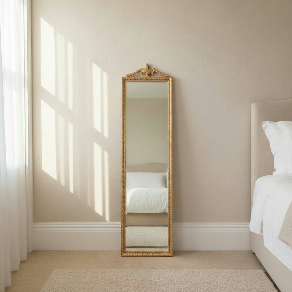 full length mirror - French bedroom Louis - blush pink - hand painted furniture - A Twist of Somerset - commission painting