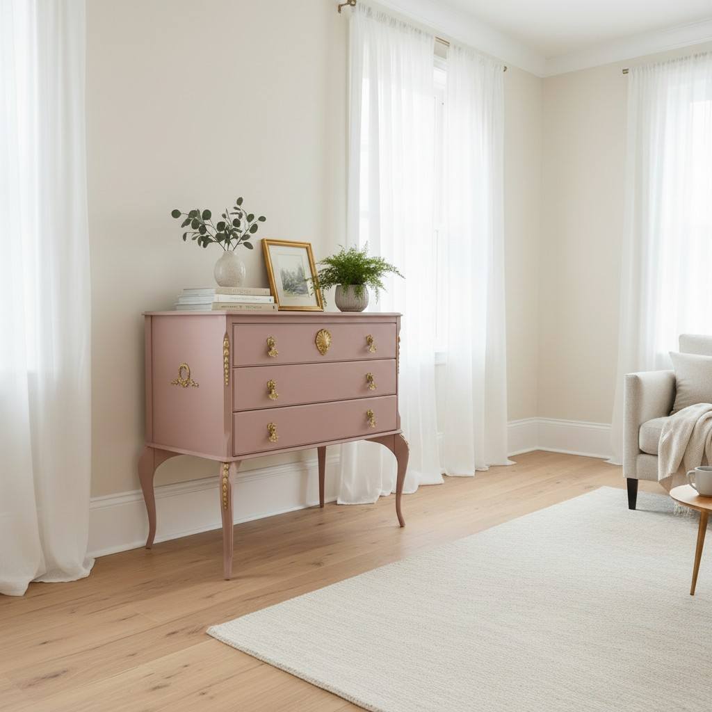 chest of drawers - French bedroom Louis - blush pink - hand painted furniture - A Twist of Somerset - commission painting