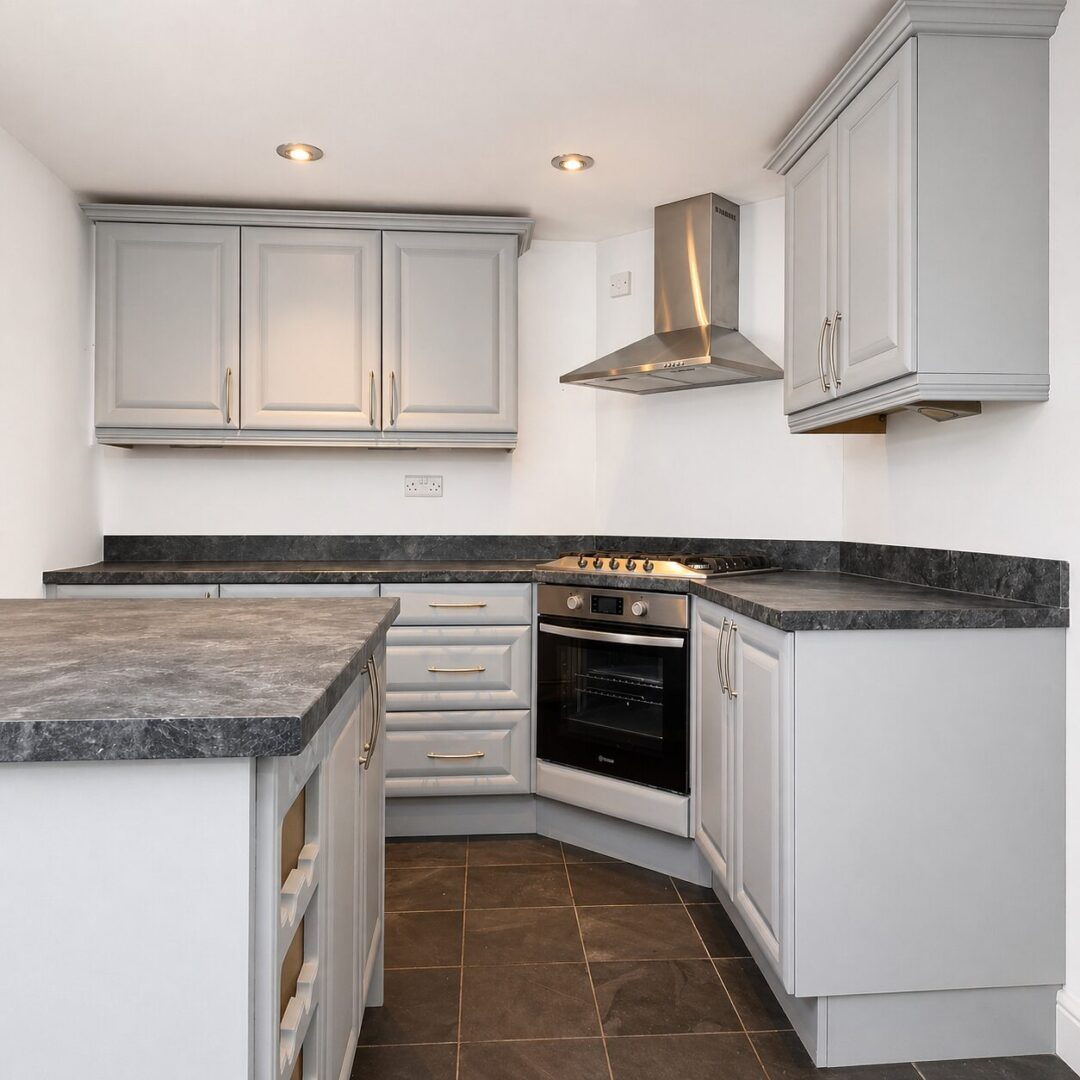 bone china blue - hand painted kitchen transformation - A Twist of Somerset - commission painting - Cupboard Cabinet Makeover