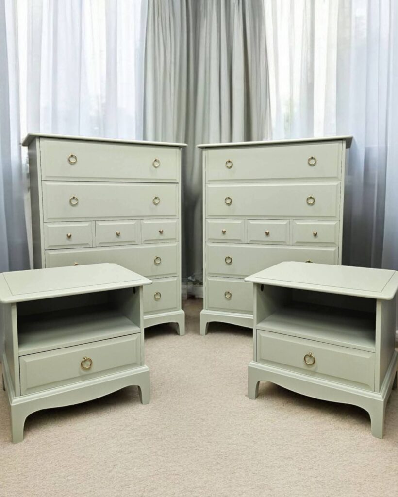 stag bedroom set - boringdon green - sage - hand painted furniture - A Twist of Somerset - painting commission stag bedroom set - boringdon green - sage - hand painted furniture - A Twist of Somerset - painting commission