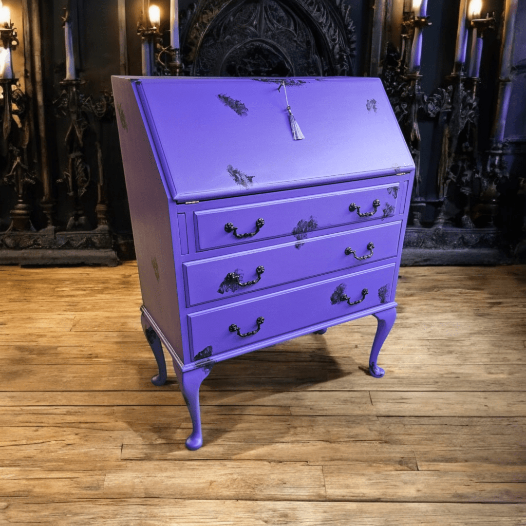 Gothic Beetlejuice Bureau - Palatine - hand painted furniture - A Twist of Somerset - commission painting