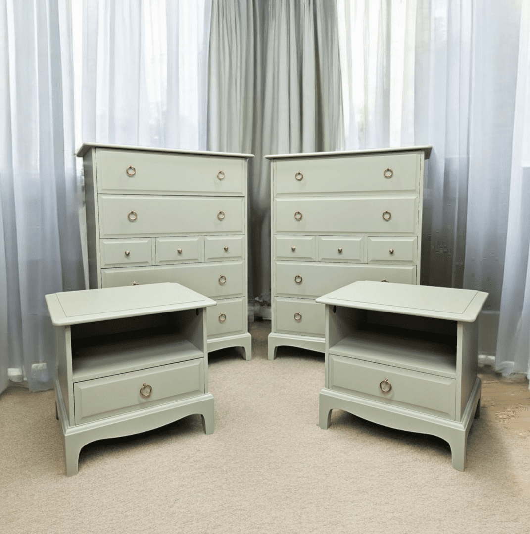 stag bedroom set - boringdon green - sage - hand painted furniture - A Twist of Somerset - painting commission