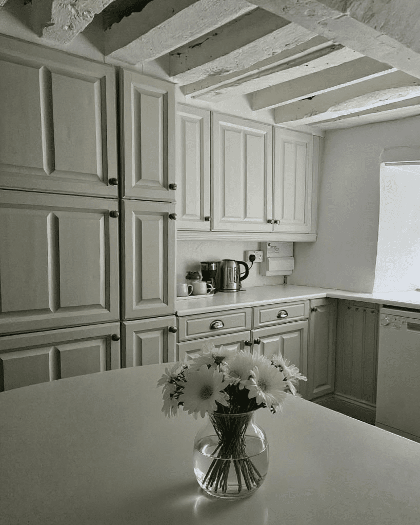 Green Stone Light - hand painted kitchen transformation - A Twist of Somerset - commission painting - Cupboard Cabinet Makeover