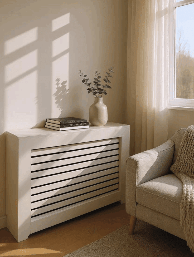 neutral - white - cream - radiator cover - hand painted furniture - A Twist of Somerset - commission painting