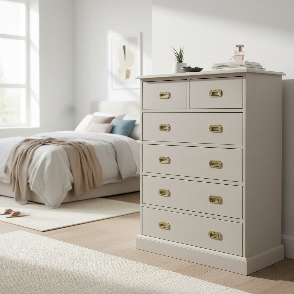 Chest of drawers - rolling fog light - cream - neutral - hand painted furniture - A Twist of Somerset - commission painting