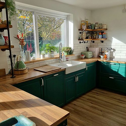 Victory Lane - Forest Green - hand painted kitchen transformation - A Twist of Somerset - commission painting - Cupboard Cabinet Makeover