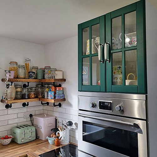 Victory Lane - Forest Green - hand painted kitchen transformation - A Twist of Somerset - commission painting - Cupboard Cabinet Makeover