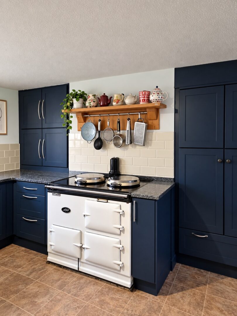 basalt - dark navy blue - hand painted kitchen transformation - A Twist of Somerset - commission painting - Cupboard Cabinet Makeover